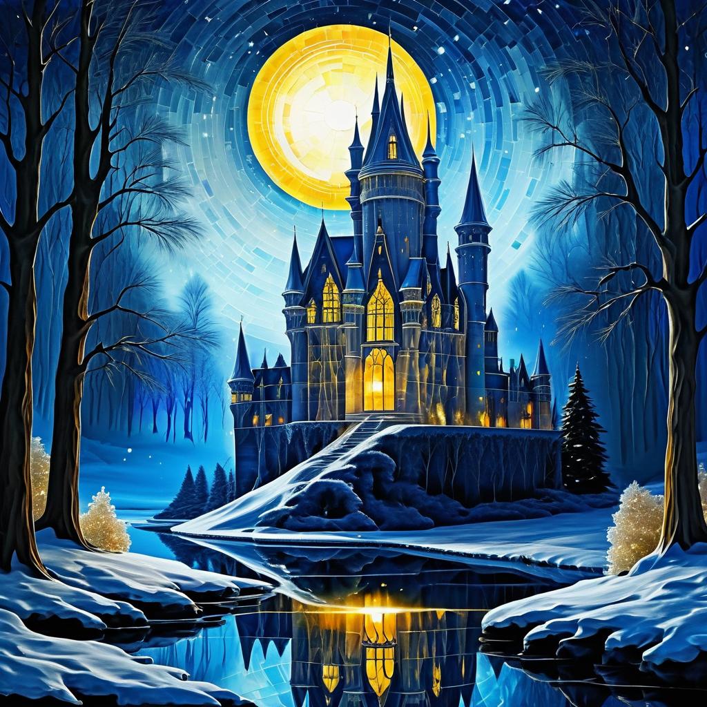 Mystical Winter Castle with Wandering Knight