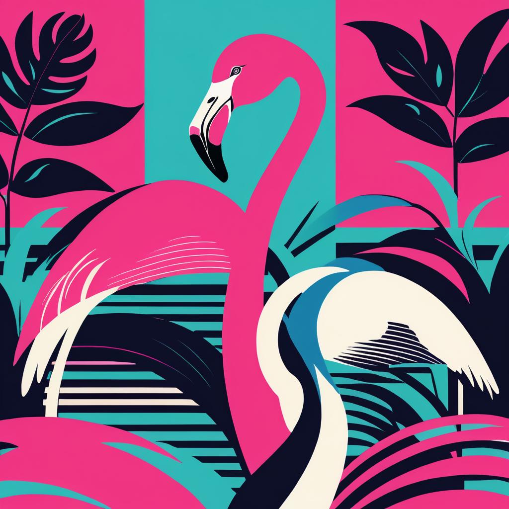 Vibrant Matisse-Style Flamingo Illustration