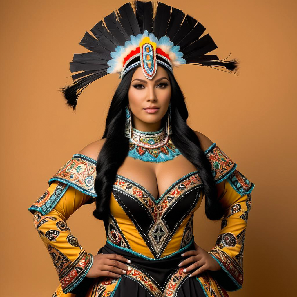 Elegant Indigenous Woman in Carnival Costume