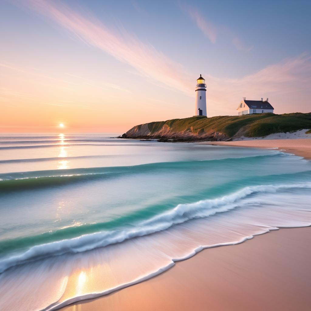 Tranquil Beach Sunset with Lighthouse