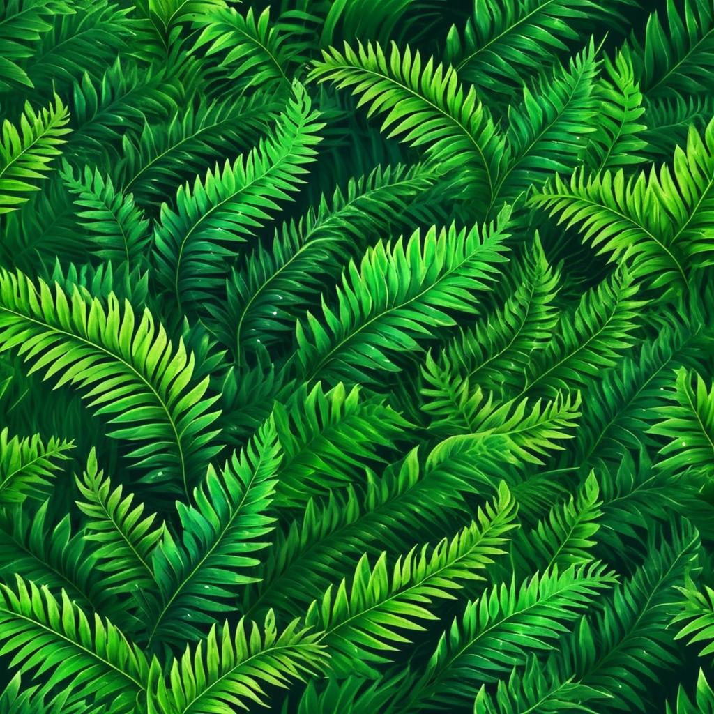 Whimsical 2D Hand-Painted Fern Texture