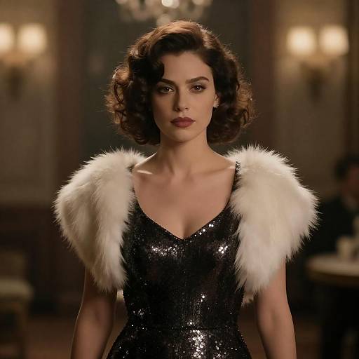 Vintage Cinematic Woman in Sequin Dress
