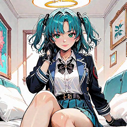 Hayase Yuuka Seated School Uniform Portrait