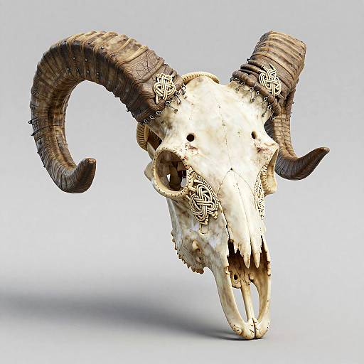 Realistic 3D Medieval Ram Skull