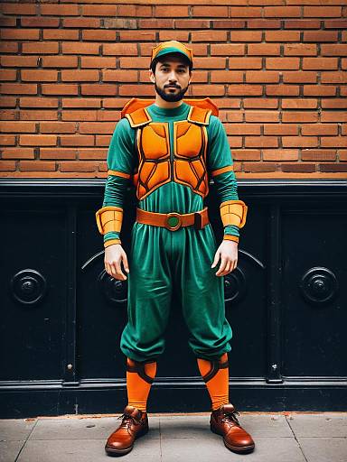 Man in Michelangelo 2012 Cosplay Costume