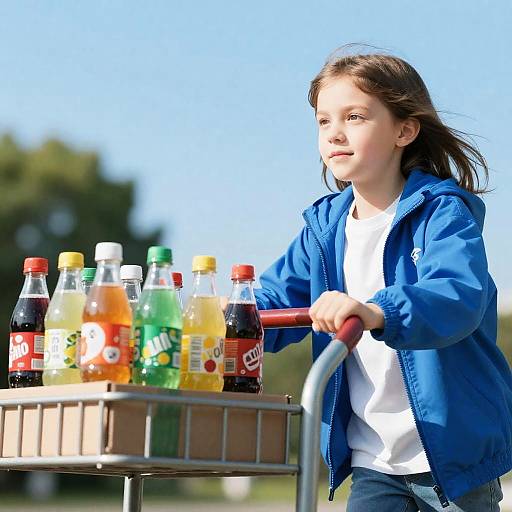 Young Girl Selling Soda on a Sunny Day