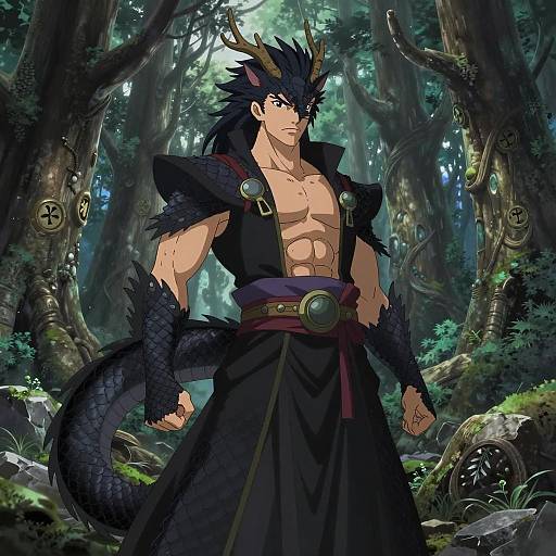 Dragon Prince in Ancient Forest Anime Scene