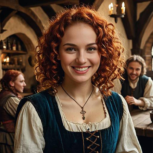 Cheerful Redhead Innkeeper in Fantasy