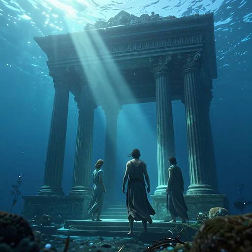 Serene 3D Underwater Ancient Palace