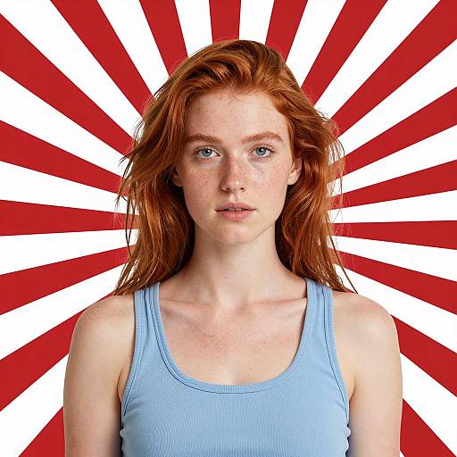 Red-haired Woman with Sunburst Background