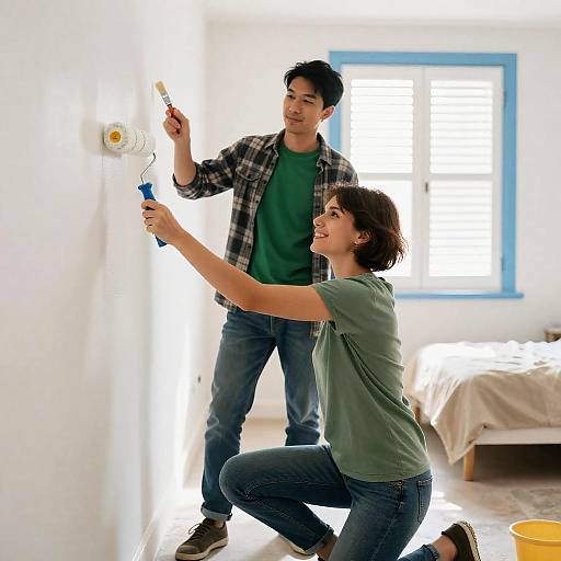 Joyful Painting in a Bright Room