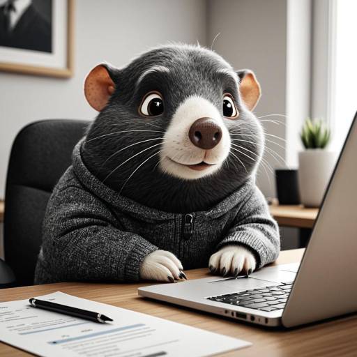 Cartoon Mole Working at Desk