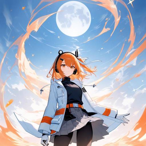 Expressionless Cowgirl Under Full Moon