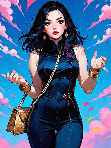 Minimalist Woman in Black Shift Dress