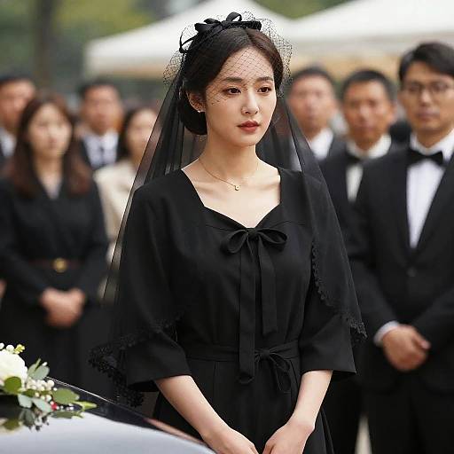 Classy Woman at Funeral with Veil