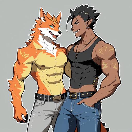 Playful Dragon and Furry Boy Hug Playful Dragon and Furry Boy Hug