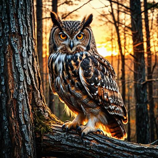 Detailed Owl at Sunset in Appalachian Woods