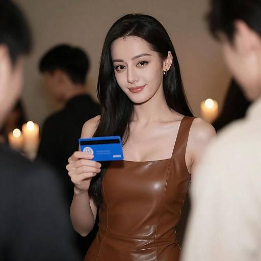 Elegant Woman in Leather Dress Portrait