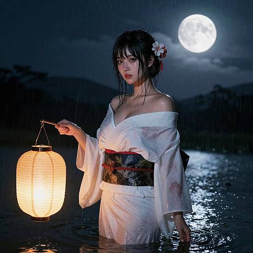 Enchanting Night with a Kimono Girl