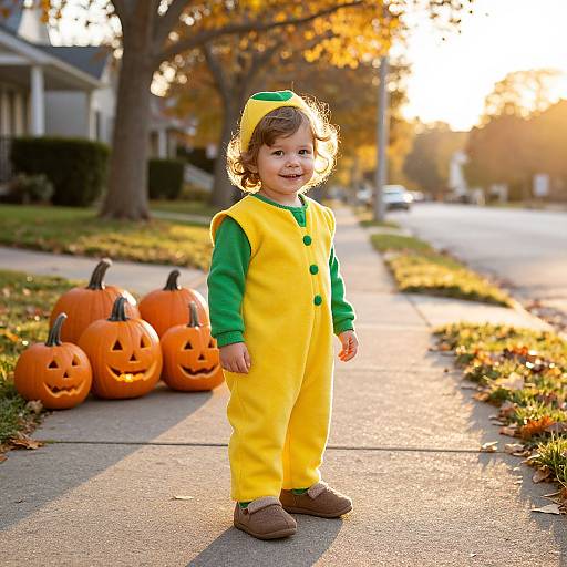 Joyful Child in Autumn Costume