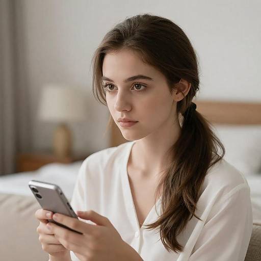 Young Woman Holding Silver Flip Phone