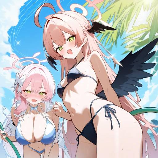 Colorful Swim Scene with Fantasy Girls