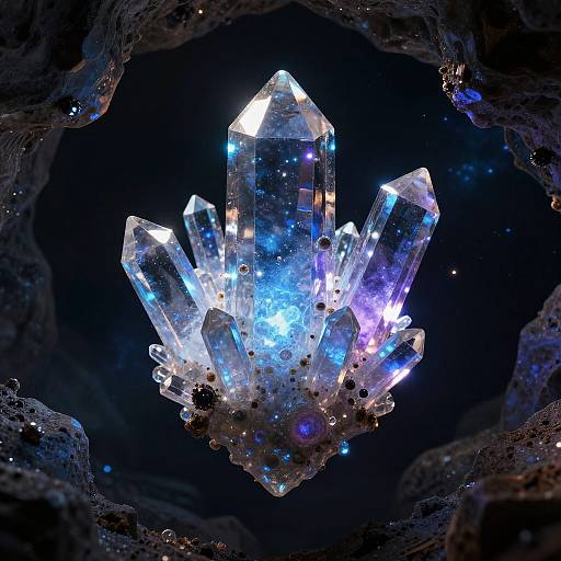 Cosmic Crystals in Asteroid Cavern