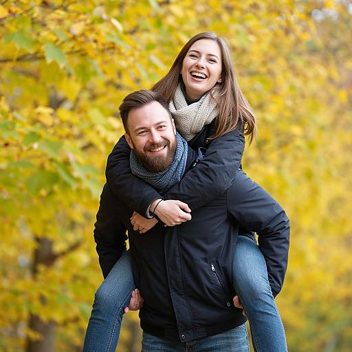 Joyful Autumn Couple Embrace