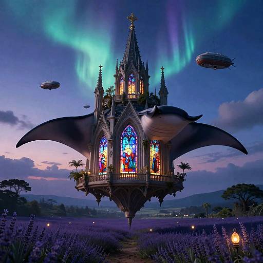 Manta-Ray Cathedral Over Lavender Fields
