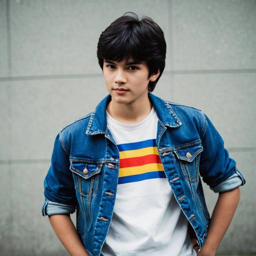 Young Man in Denim Jacket with Retro T-shirt