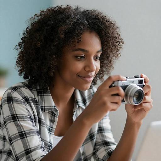 Young Woman Examining Camera