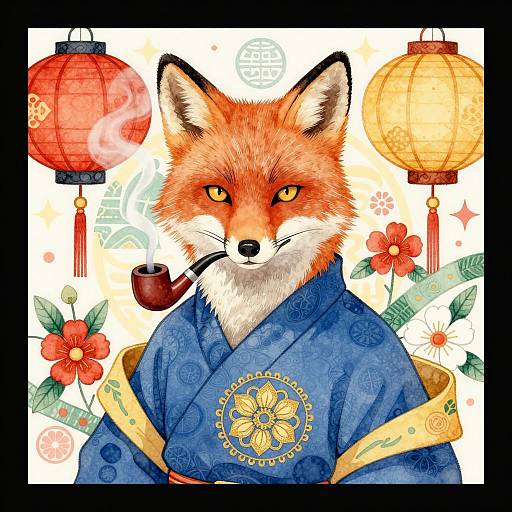 Anthropomorphic Fox Illustration in Watercolor
