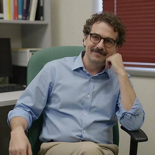 Middle-Aged Man Sitting in Office Chair