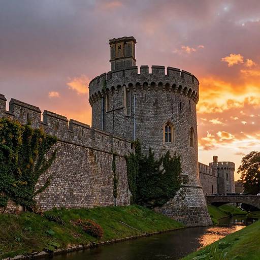 Historic Stone Castle at Sunset