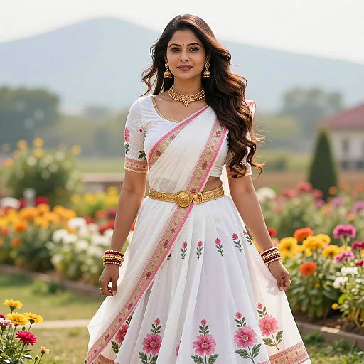 Elegant Indian Woman in Vibrant Garden