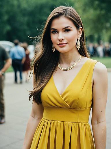 Woman in Yellow Dress Outdoors