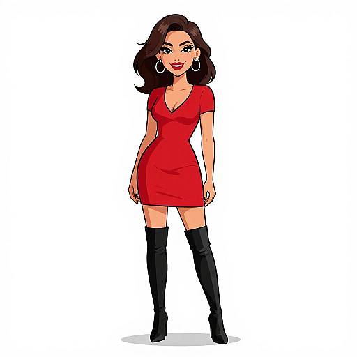 Smiling Woman in Red Bodycon Dress