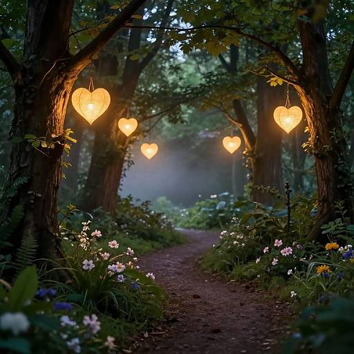 Enchanted Forest with Glowing Lanterns