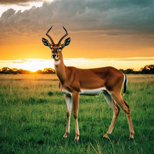 Impala at Sunset in Grassland