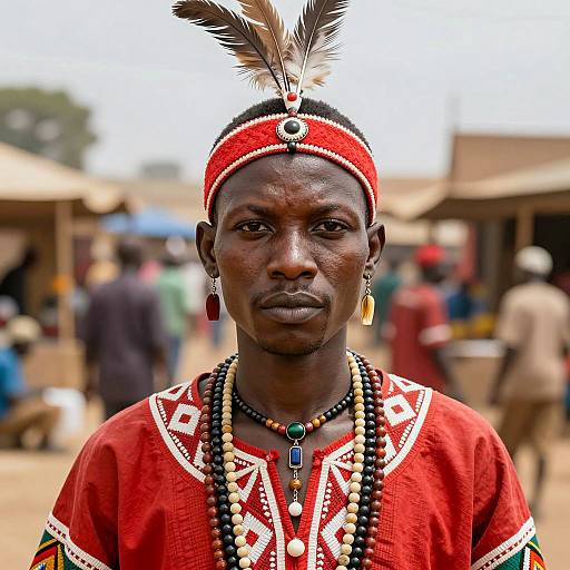 Vibrant Red Indian Costume Portrait