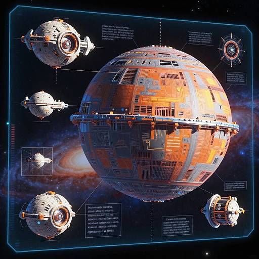 Futuristic Death Star Technical Schematic