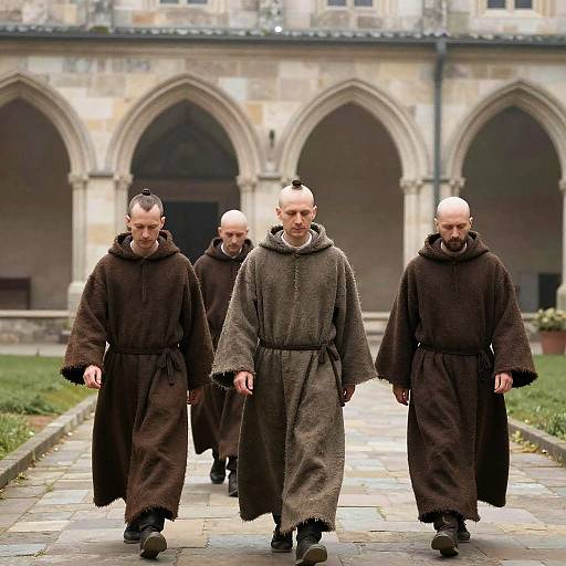 Franciscan Monks in Gothic Courtyard