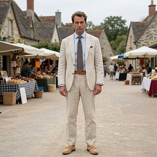 Charming Man in Village Square