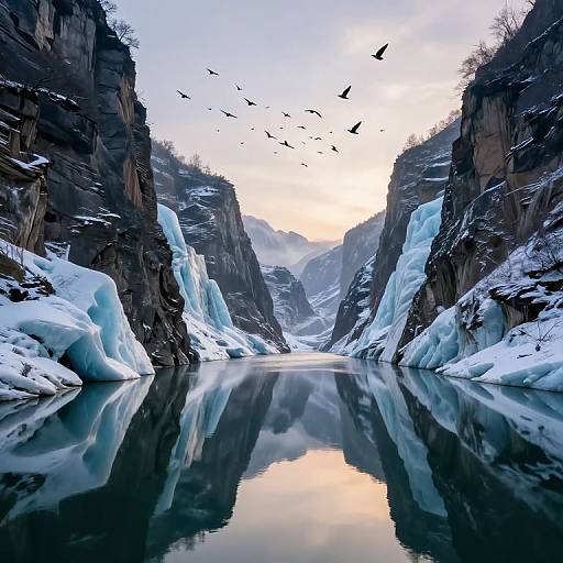 Surreal River Through Icy Canyon
