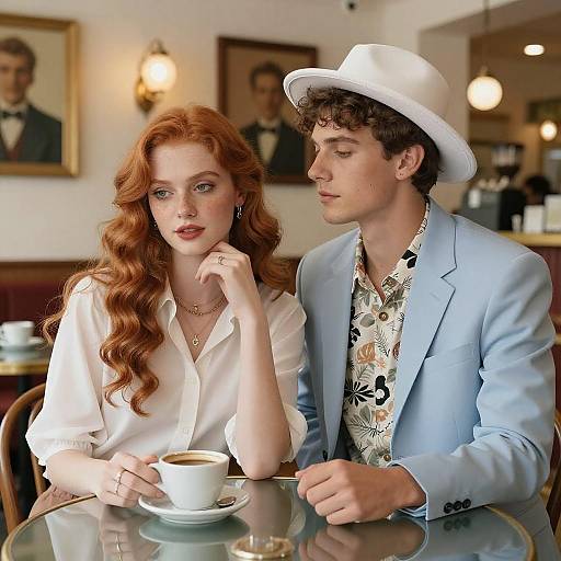 Trendy Couple at Retro Cafe