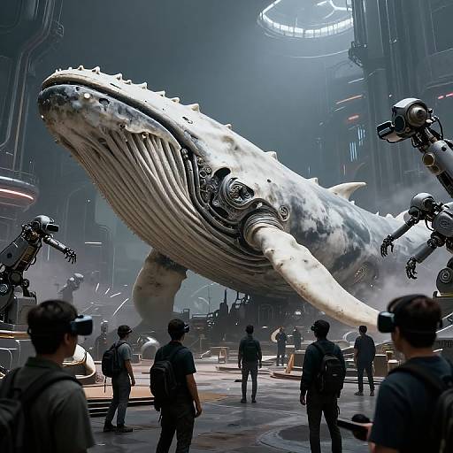Cyberpunk Giant Whale Bones Scene