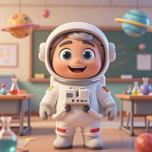 3D Cartoon Retired Astronaut Science Teacher