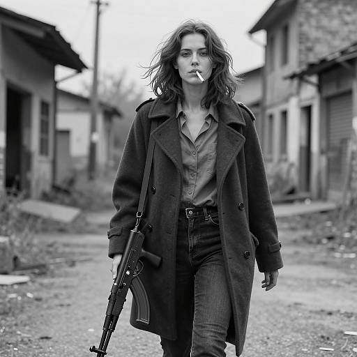 Moody Black and White Portrait of Strength