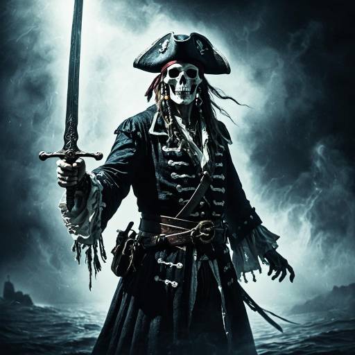 Ghostly Pirate with Sword in Mist