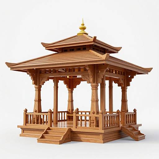 Wooden Home Temple with White Light